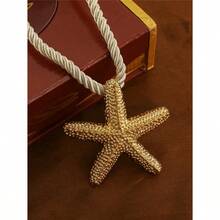 1pc Beach Style Exaggerated Starfish Pendant Chunky Rope Necklace, For Vacation - 1 - View 5