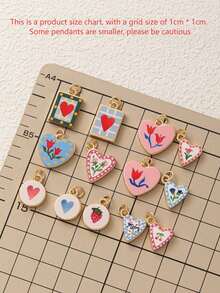 1pc Graffiti Painting Fashion Flower Series Morning Glory Rose Orchid Strawberry Mango Pendant, With Faux Pearl Pendant At The End, Electroplated 18K Gold, Suitable For Making DIY Creative Necklaces, Bracelets, Earrings, Backpacks, Keychains, And Can Be Used As Lucky Pendants For Wives, Mothers, And Girlfriends. - Multicolor 1 - View 2