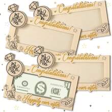 1 件婚礼钱礼品结婚卡，适用于新娘和新郎，祝贺木卡盒钱夹现金信封，适用于先生和夫人蜜月基金新婚夫妇结婚派对