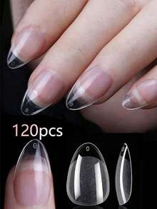 240 miếng/12 kích cỡ Miếng dán móng tay ngắn hình hạnh nhân bán mờ, tự dính, thích hợp sử dụng tại nhà và salon, có sẵn các gói 240/192/144/120/24 miếng. - Trong sáng - Xem 13