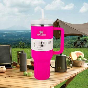 Stanley40OzH2.0 Tumbler With Handle, Double Walled Vacuum Insulated Stainless Steel Water Bottle Premium Summer Drinkware Portable Handy Flask Travel Mug Iced Coffee Cup For Outdoor Camping, Hiking, Driving, Travel, Perfect Gift Idea