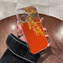 Ginkgo Leaf Pattern Mobile Phone Case, Adorned With Gold And Orange Hues Design, Suitable For IPhone 16, 15, 14, 13, 12, 11 Pro Models, TPU Material, Shockproof Protection. It Is A Great Gift For Family, Friends, Children, Birthdays, Spring Festival, Holidays, Boyfriends, Girlfriends And Valentine's Day. - Clear - View 3