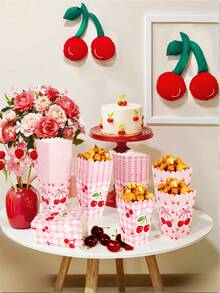 6 hộp đựng bỏng ngô chủ đề anh đào, kích thước 11,5x7x5,5cm, phong cách ngọt ngào và tươi mát/hộp đựng kẹo/hộp đựng đồ/hộp đựng bỏng ngô, thích hợp cho sinh nhật/tiệc tùng/lễ hội/mùa tựu trường/đám cưới. - Anh đào A - Xem 3