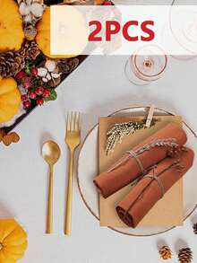 2/6/12/240 Stücke Halloween Feiertags Servietten Einfarbig mit strukturierter Knitteroptik, geeignet für Küche, Esszimmer, Picknick, Feiertage, Treffen, Heimdekoration - Orange - Übersicht 8