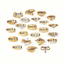 23pcs/Set Vintage Ring Set Chain Moon & Sun Design Mix And Match For Daily Outfits Party Accessories - 金色 - 查看 4