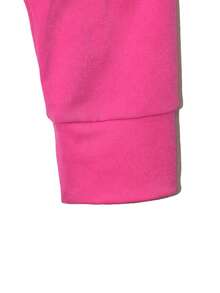 New Fashion Patchwork Casual Hooded Sweatshirt And Sweatpants Set - Hot Pink - View 4