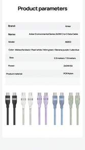 anker Kabel do szybkiego ładowania w oplocie A82E2, technologia splotu o dużej gęstości, zabezpieczenie przed wyrwaniem i wybuchem, szybkie ładowanie typu C, 10 000 testów zginania, bezpieczniejsze ładowanie, kolor fioletowy - Fioletowy - Zobacz 7