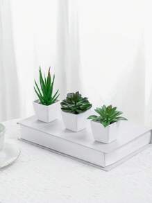 Conjunto de 3 macetas con suculentas simuladas, combinación de verde y rosa, plantas artificiales miniatura falsas para jardín, escritorio, habitación, ventana, regalo de inauguración de casa, decoración de arte, decoración de oficina, boda