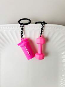 1PCS/3PCS/4PCS 3D迷你软塑健身器材系列钥匙扣，简约时尚的粉色和黑色运动水壶，杠铃哑铃片仿真挂件，举重运动包挂件配饰，适合男士情侣兄弟父亲，返校季礼物汽车配饰可爱哥特Y2K - 彩色 - 查看 5
