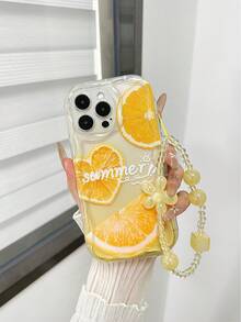 奶油色纹理波浪边亮橙色涂漆防摔手机壳，配手工串珠花朵手链配件，兼容 16/11/16 Pro/16 Plus/16 Pro Max/16 e/15 Pro Max/13/14/12/XS/XR/7G/8P，Galaxy S25/S25 Plus/S25 Ultra/A16/A36/A26/A56/A50/A12/A32 - 彩色 - 查看 8