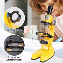 Kids Microscope Kit Science Lab Toys, LED 200X-1200X Biological Microscope Home School Educational Toys Children Optical Instruments Science Kit For Kids Over 3 Years Old - Yellow - View 3