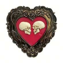 1 Piece Gothic Skull Statue With Ornate Gold Frame - Heart Shaped Resin Decorations For Home, Bar And Cabinet Displays, Halloween, Valentine's Day, Christmas - No Power Required, Intricate Carving And Rose Pattern, Bar Decor | Gothic Aesthetic | Resin Sculpture, Gothic Home Decor Halloween Decor Room Decor Fall Decor Autumn Decor - Multicolor - View 5