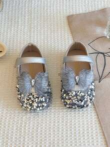 Children's Princess Shoes Summer 2025 New Style Girls' Leather Shoes Bow Sequin Girl Shoes Bean Shoes - Silver - View 5