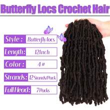 Butterfly Locs Crochet Hair 1-7 Packs Pre-Looped Soft Distressed Faux Locs Braids For Women 10/12/14 Inch - Black Brown - View 3