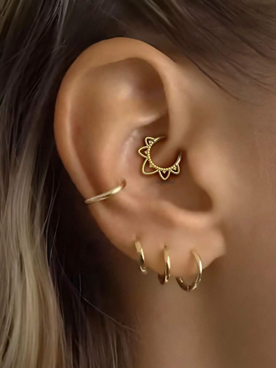 1 chiếc khuyên mũi/sụn tai dạng vòng phân đoạn bằng thép không gỉ 316L cỡ 16G, trang sức xỏ khuyên không gây dị ứng, có màu vàng và bạc, phù hợp với nhiều kiểu xỏ khuyên như khuyên mũi, khuyên sụn tai, khuyên tai daith, khuyên tai helix, v.v. Thích hợp để đeo hàng ngày. - 1 cái - Xem 1