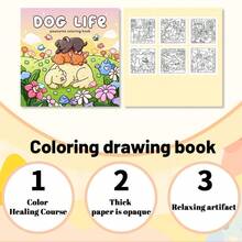 1 cuốn sách tô màu dành cho người lớn chủ đề "Cuộc sống của chó" | Họa tiết dễ chịu, đường nét rõ ràng, bao gồm nhiều cảnh thư giãn | Nên sử dụng kèm với giấy vẽ, thích hợp làm văn phòng phẩm, đồ dùng học tập, món quà hoàn hảo cho các bạn gái, mùa cưới, Ngày của Mẹ. - CUỘC SỐNG CỦA CHÓ - Xem 2