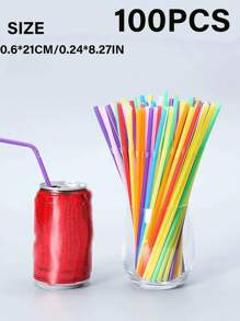 100/200/300pcs Thickened Durable Black Straws, Black Bendable Straws, Length 8.27inch/21cm, Coffee And Stirrers, Drink Accessories, Diameter 0.24inch/0.6cm, Suitable For Kitchen, Bar, Club, Drinks, Milk, Soda Water, Party, Restaurants And Home Use