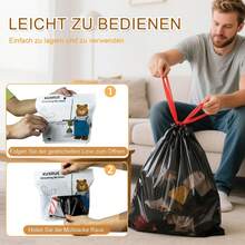 Sac poubelle noir 20L avec fermeture éclair, petit sac poubelle résistant à la déchirure, 60 sacs poubelle pour les toilettes, la cuisine, la salle de bain, le bureau et la chambre