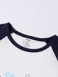 Annil Kinderkleidung für Mädchen, Mädchen, Jungen, Mädchen, Teenager, Anzüge mit kurzen Ärmeln und Schulterausschnitten, Sommer Zuhause - Königsblau - Übersicht 3