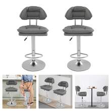 Bar Stools Set Of 2, Ergonomic Padded Bar Stools With Backrest, Adjustable Double-Layer Bar Chair, For Dining Room Home Bar Kitchen Island, 2 X Stools - Dark Grey - View 6