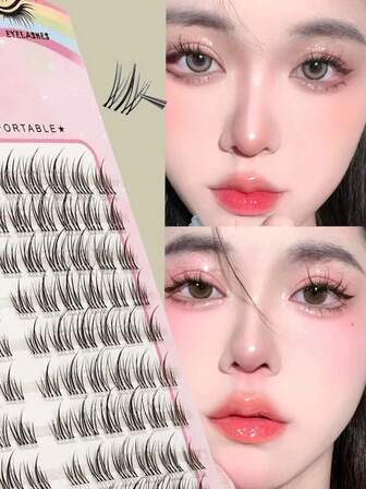 120 Pcs No Glue Lashes C Curl,Individual Lash Clusters, Reusable Natural Soft Eyelash Extensions, Korean False Eyelashes