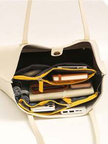 钱包收纳包手提包手提包收纳袋多功能化妆包，双层拉链包，中号包，洗漱用品收纳包，手提内衬包 - 防水尼龙完美化妆品旅行袋用于化妆简易折叠收纳包多功能收纳包韩版时尚尼龙防水男女手提包 - 彩色 - 查看 3