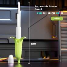 1pc Retractable Banana Sword - Gravity Sensing Design, Portable Mini Version, Elastic Samurai Sword Shape, Finger Pressure Relief Tool, Party Gag Gift, Birthday Fun Surprise, Holiday Humor Gift, Christmas Funny Favor, New Year Entertainment Item, Adult Novelty Toy, Desktop Dynamic Decoration