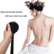 蓝色/灰色/粉色/黑色硅胶长柄按摩沐浴刷 - 淋浴刷 - 背部刷 - 去角质刷 - 彩色 - 查看 6