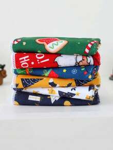 3 piezas de paños de limpieza de poliéster súper suaves con temática navideña de dibujos animados, toallas tejidas cuadradas adecuadas para la cocina y el baño, absorbentes y sin pelusa, herramientas de limpieza navideñas multifuncionales