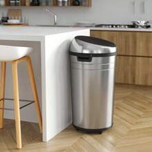 ITouchless SS Round Sensor Trash Can W AbsorbX Odor Control System And Wheels IT23RC - nhưẢnh - Xem 3