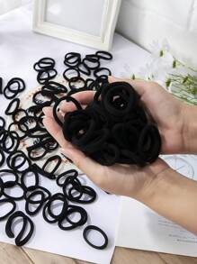 50 件黑色发圈，弹性橡胶发圈，女士纯色马尾辫夹，发饰，高弹力毛巾发圈，多用途发圈，用于发型设计 DIY 配件，发圈，发圈，发绳 - 彩色 - 查看 4