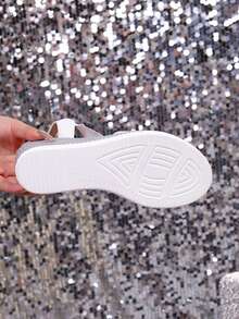 2025 Summer New Fashion Wedge Sandals, Thick Sole, Metal Buckle Decor, Faux Linen Rope, Elastic Band, Open Toe - White - View 3