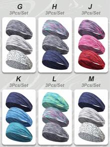 3条/6条装女士弹力宽运动头带，纯色，休闲户外跑步时尚发饰，头巾式头带，秋冬季发带蝴蝶结，适合度假装扮，女士优雅围巾，女士头巾，柔软头巾 - 彩色 - 查看 12