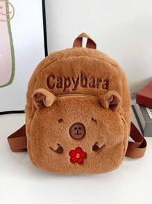 1 件蓬松柔软可爱水豚背包。轻便时尚斜挎包。便携式个性化单肩包。 - 棕色 - 查看 8