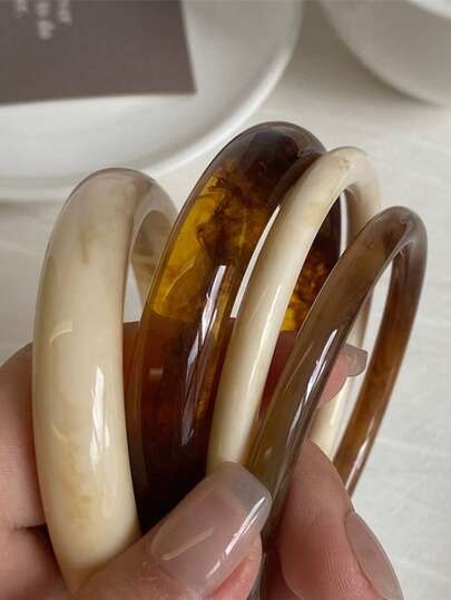 4 st eleganta retro armband, moderiktig enkel design, lämplig för vardagskläder, damsmycken, akryl, utan inläggningar, lämplig för vardag och fest året runt, (materialet är hartsplast, vänligen bekräfta ditt föredragna material innan köp), (högsta produkt)