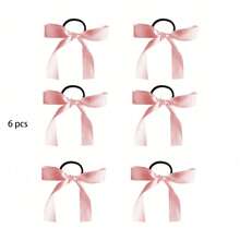 Set de 6 accesorios para el cabello multifuncionales con cintas de satén blanco, lazos, scrunchies - Nuevos estilo coreano elegante y sencillo para sujetar coletas, decoraciones para el cabello para mujeres y niñas, accesorios casuales, regalos y props para fotografía, bandas elásticas para el cabello