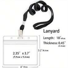 5/10/36 piezas Portador de tarjeta de identificación con nombre horizontal transparente de plástico con clip y cordón