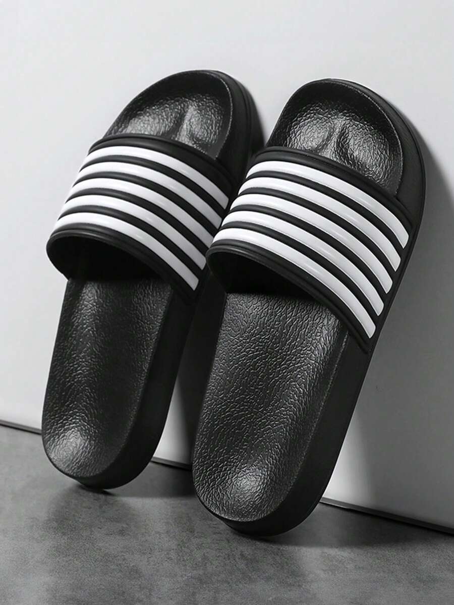 2025 Spring/Summer New Men's Soft Sole Slippers: Size 47 (Plus Size), Size 36 (Small), Anti-Slip And Durable, Lightweight And Comfortable Indoor Slippers Size 48, 49 Outdoor Beach Slippers, Five-Stripe Sandals, Size 50 Slip-On Slippers - Black - View 1