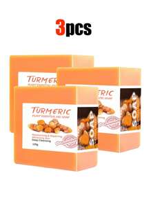 3块装，每块100克，姜黄柠檬手工皂，适用于面部、沐浴和清洁，泡沫丰富，深层清洁，令肌肤光滑，采用精油手工制作。 - 彩色 - 查看 7