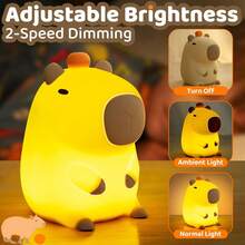 美西螈小夜灯，可爱水豚，快乐企鹅软硅胶灯，带可调光定时器可充电，LED小夜灯，卧室桌上礼物，床头装饰，适合生日、派对、婚礼、圣诞节