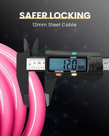 Bike Lock Cable With Combination,High Security 5-Digit Resettable Combination Bicycle Lock Anti-Theft, With Mounting Bracket For Bikes And Scooters - Pink-12mm - View 5
