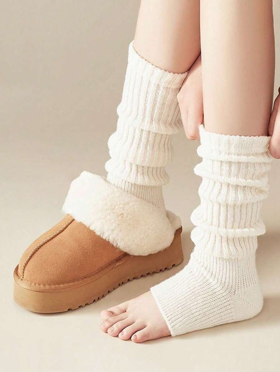 1双女童加厚秋冬腿套，Y2K风格过膝长靴腿套，保暖舒适