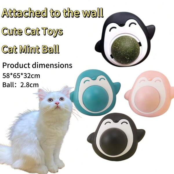 Pet Toy Companion Cat Ball Cat Toy Penguin Lick Lick Fun Self-Entertaining Cat Toy Self-Adhesive Cat Candy Pet Rotating Ball