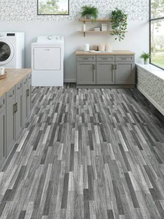 1 卷自然灰色剥离和粘贴地板砖，自粘乙烯基地板贴纸防水，适用于卧室、厨房、浴室房间装饰家居装饰壁纸墙纸壁纸墙贴墙面装饰墙贴厨房配件厨房用品厨房装饰地砖客厅装饰地砖自粘地砖剥离粘贴