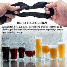 6pcs/3pcs Reusable Alcohol Drink Cup Lids With Straw Hole, Includes Scrunchie Rings, Suitable For Bars, Clubs, Parties, Prevents Foreign Objects, Nylon Cup Lid Scrunchie Set With Drinking Hole - Scrunchie Club Beverage Cup Covers - Multicolor - View 6