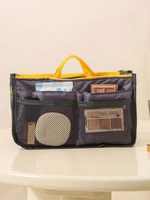 钱包收纳包手提包手提包收纳袋多功能化妆包，双层拉链包，中号包，洗漱用品收纳包，手提内衬包 - 防水尼龙完美化妆品旅行袋用于化妆简易折叠收纳包多功能收纳包韩版时尚尼龙防水男女手提包 - 彩色 - 查看 6