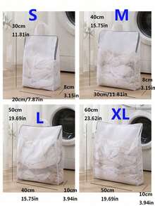 带提手的蜂窝网布洗衣袋，适合精致衣物；加厚细网洗衣机袋；悬挂式网布洗衣篮；多功能衣物收纳网袋；壁挂式换尿布袋；大容量脏衣收纳袋，适用于浴室、公寓、房车、宿舍、卧室等场所，方便整理浴室衣物。 - 白色 - 查看 8