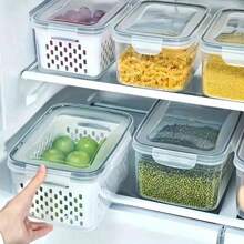 9 piezas Recipiente de almacenamiento de alimentos cubierto para refrigerador, caja sellada multifuncional para conservar frescos para frutas y verduras, cajas de drenaje y cajas para almacenamiento en refrigeradores, contenedores de cocina para almacenar refrigerador y suministros de restaurante y cocina