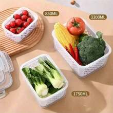 9 piezas Recipiente de almacenamiento de alimentos cubierto para refrigerador, caja sellada multifuncional para conservar frescos para frutas y verduras, cajas de drenaje y cajas para almacenamiento en refrigeradores, contenedores de cocina para almacenar refrigerador y suministros de restaurante y cocina