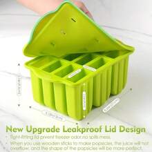 Homemade Popsicle Maker - 12-Cavity Silicone Mold With Lid, 50 Sticks/Bags/Ties + Tools - Foldable, Easy To Use - Ideal For Summer Parties & Gatherings - Green - View 4
